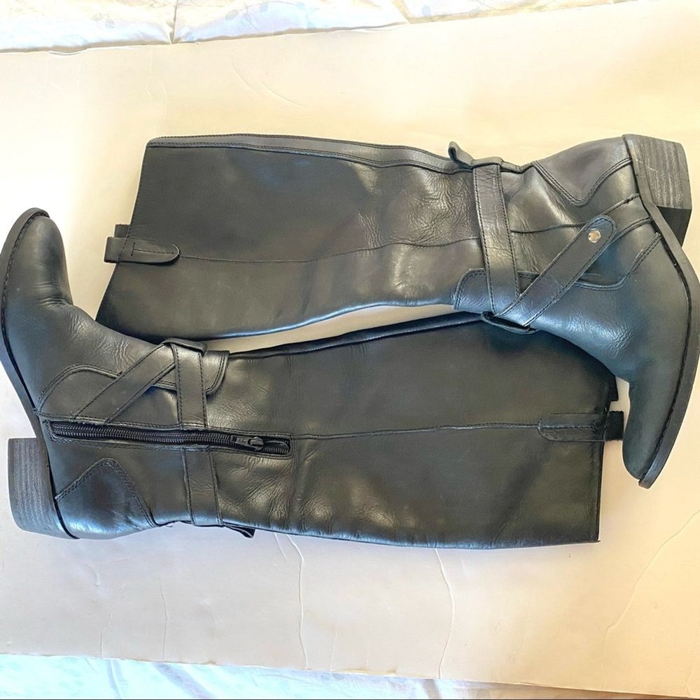 Dolce Vita Leather Riding Boot Black Women's Size 6 1/2 low heel
