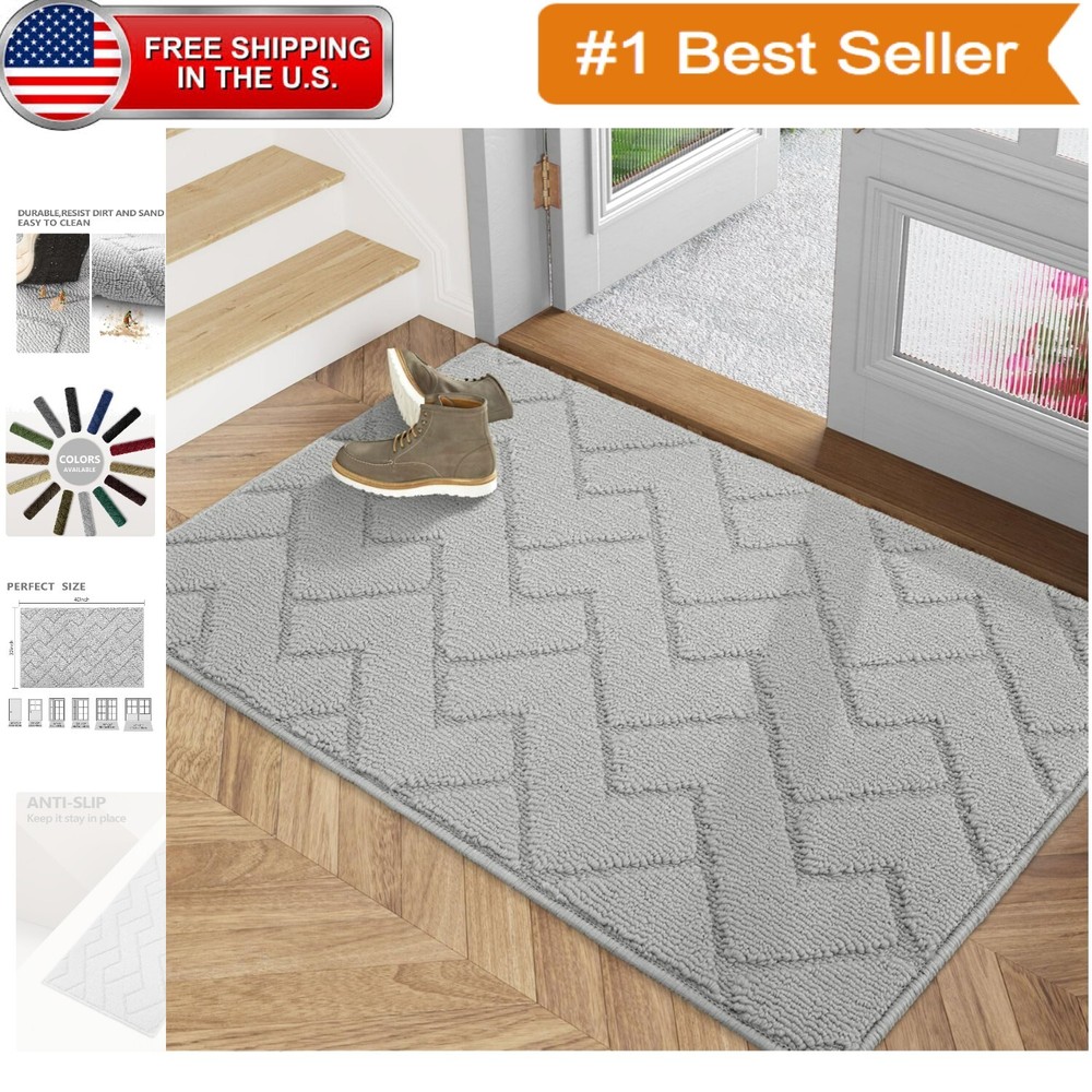 Light Grey Machine Washable Indoor Doormat, 32x40