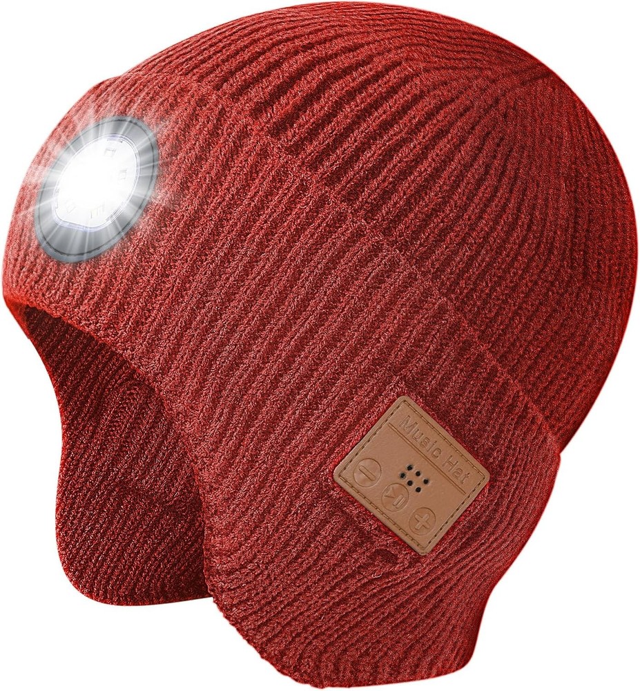 Bluetooth Beanie with Light, Built in Wireless Headphones & Stereo Speakers USB