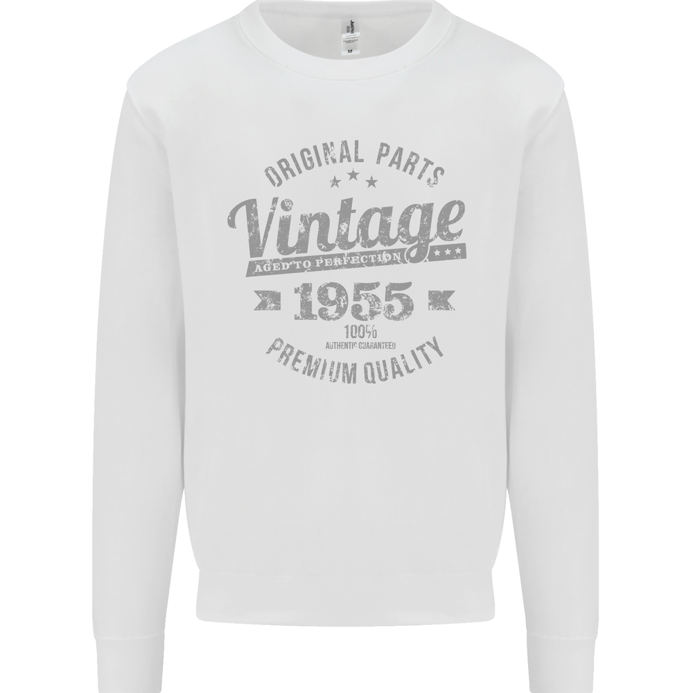 Vintage Year 70th Birthday 1955 Mens Sweatshirt Jumper White