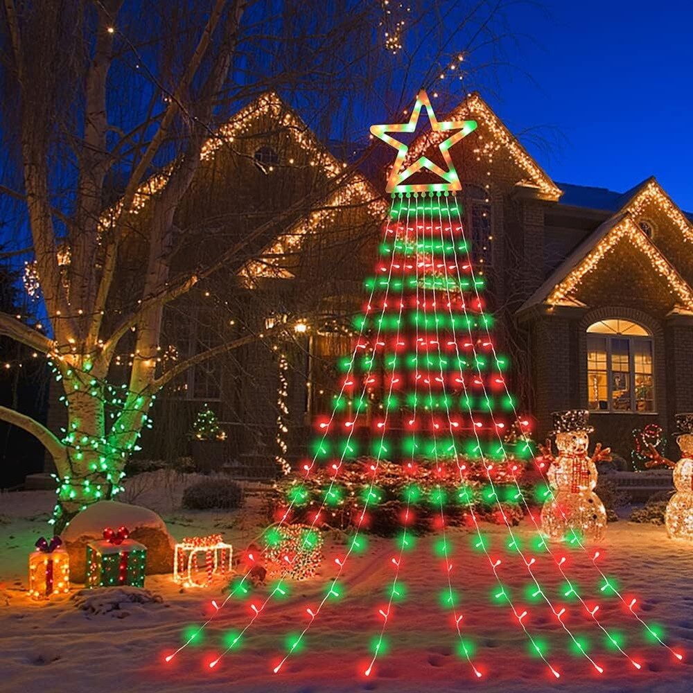 Outdoor Christmas Decorations Star Lights String,317 LED 11.5 ft Christmas Tr...