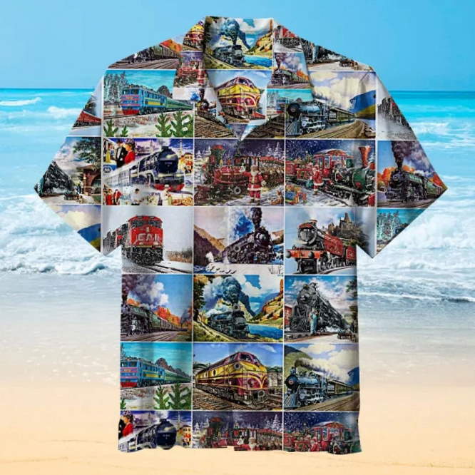 3D Train Pattern All Over Print Hawaiian Shirt for Men and Women