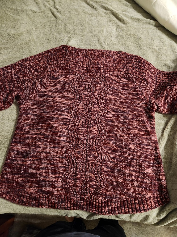 Westport Women’s Cable Knit Sweater Pullover ¾ Sleeve Wine/Burgandy Size 2X