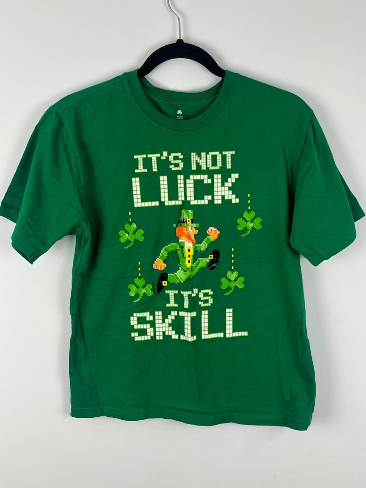 St Patrick's Day Kids T Shirt Size XL 14/16 Green Short Sleeve Round Neck Cotton