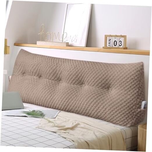 King Size Wedge Pillow - Large Triangular Headboard Support in Soft Brown, 76x8x20 Inches