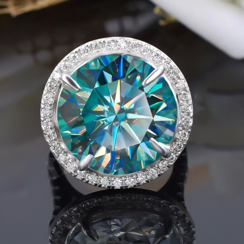 20.60 Ct Blue Diamond Solitaire Ring in 925 Silver Certified Bold Luxury