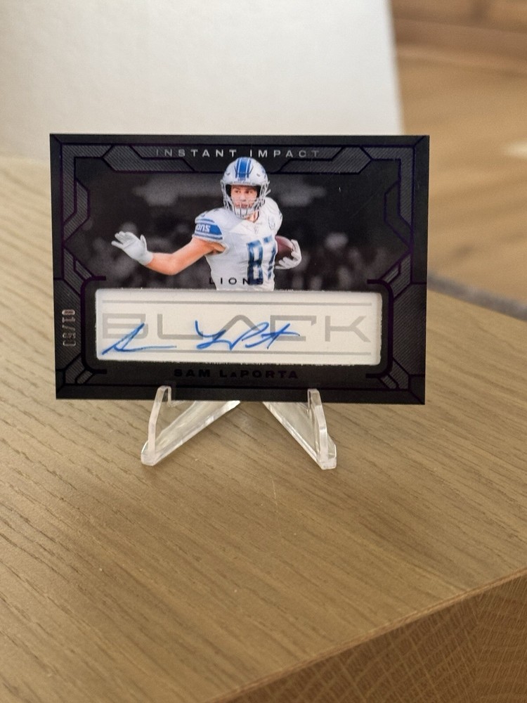 2024 Panini Black Football Sam LaPorta Auto Instant Impact 1/50 Rookie 1st Print