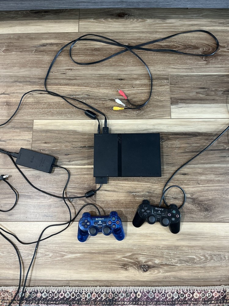 PS2 Slim Console SCPH-77001 with 2 Controllers & Cords Tested and Working