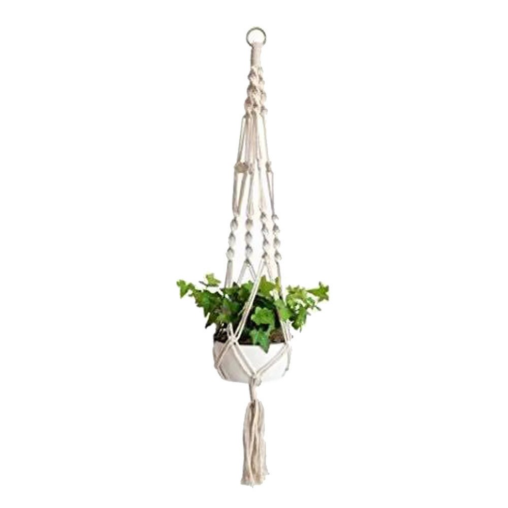 Hand-weaved Hanging Plant Flower Pot Holder Basket Cotton Rope Bonsai Hanger