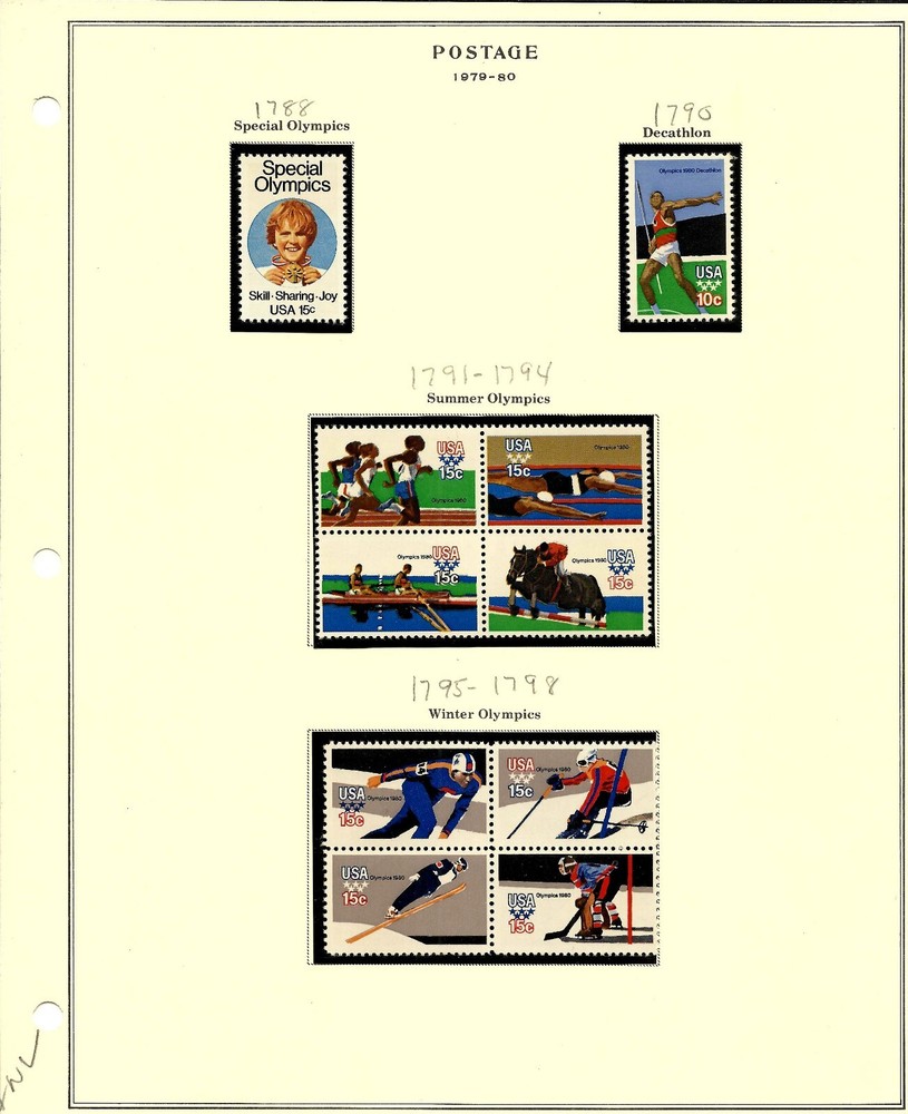 USA, 24 Album Pages with Mounts and Stamps, 99% Mint, Scott numbers: 1788-2838