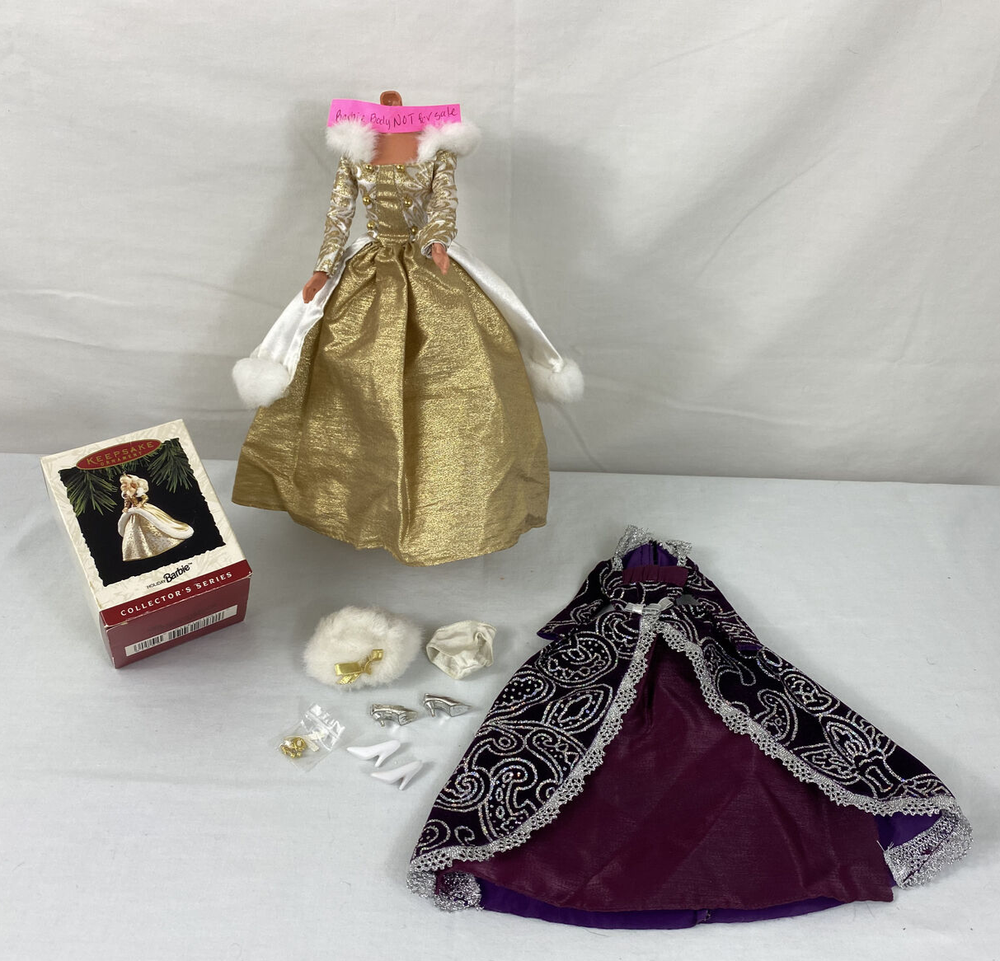 Barbie 2-1996 Winter Fantasy Gowns  + 1994 Barbie Hallmark Keepsake Ornament Lot