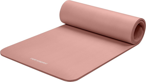 Retrospec Solana 1/2 Inch Thick Yoga Mat with Nylon Strap Rose for Men and Women