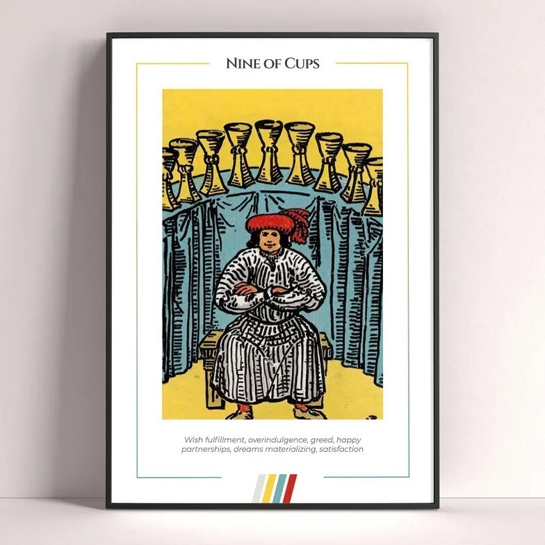 Nine of Cups Tarot Card Art Print Digital Download Poster
