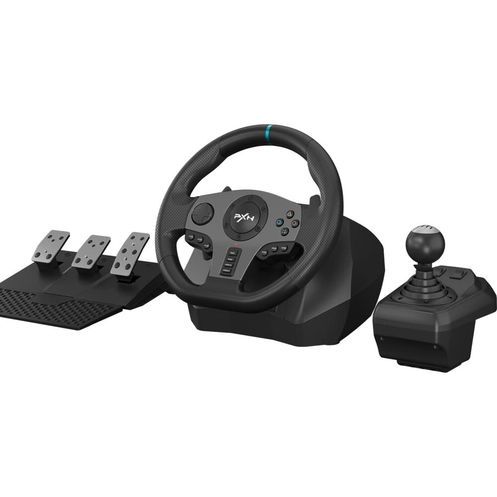 Immersive Racing Wheel for PC, Xbox, PS4 with 3-Pedal Setup & Built-in Vibration