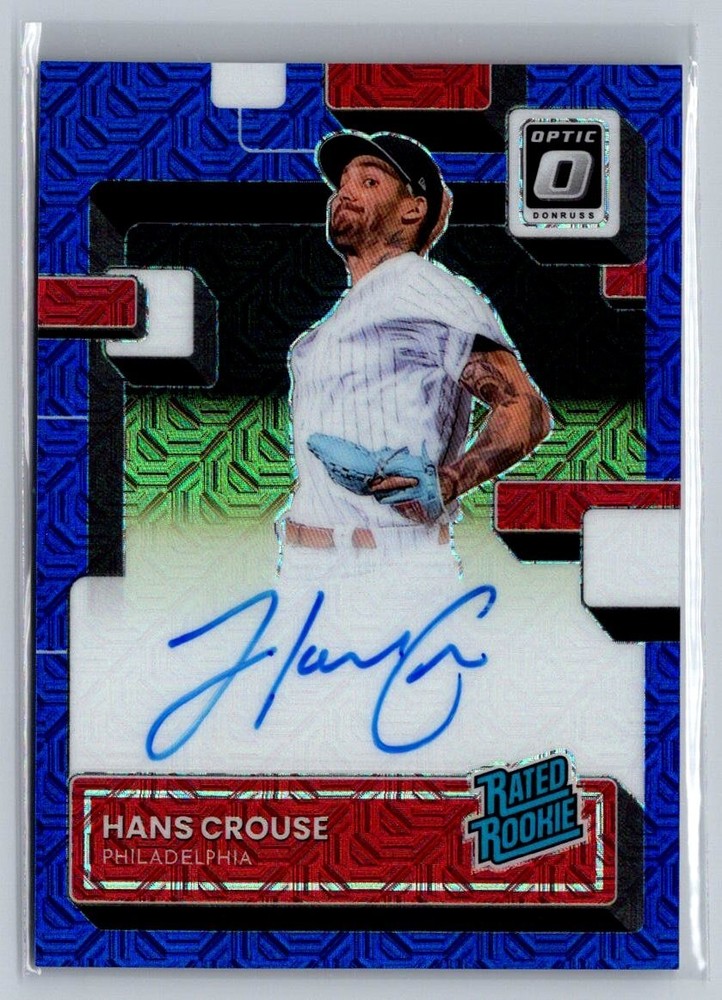 2022 Panini Donruss Optic Hans Crous Blue Mojo Prizm Auto /99 RC #RRS-HC Angels