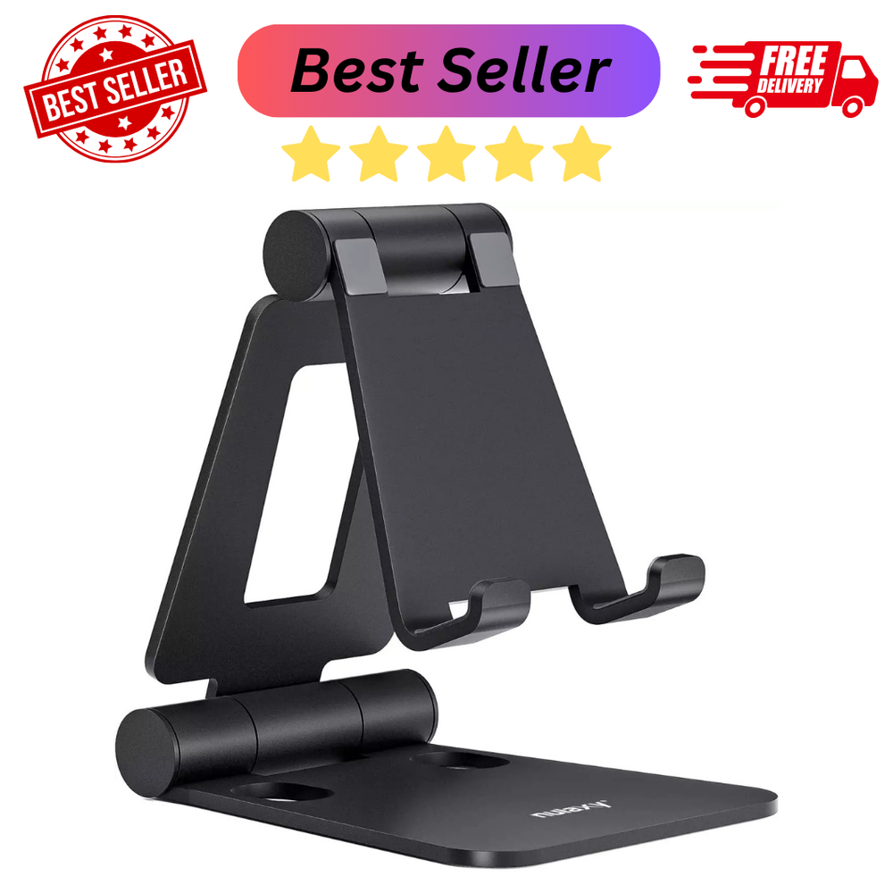 Nulaxy Dual Folding Cell Phone Stand, Fully Adjustable Foldable Desktop Phone Ho