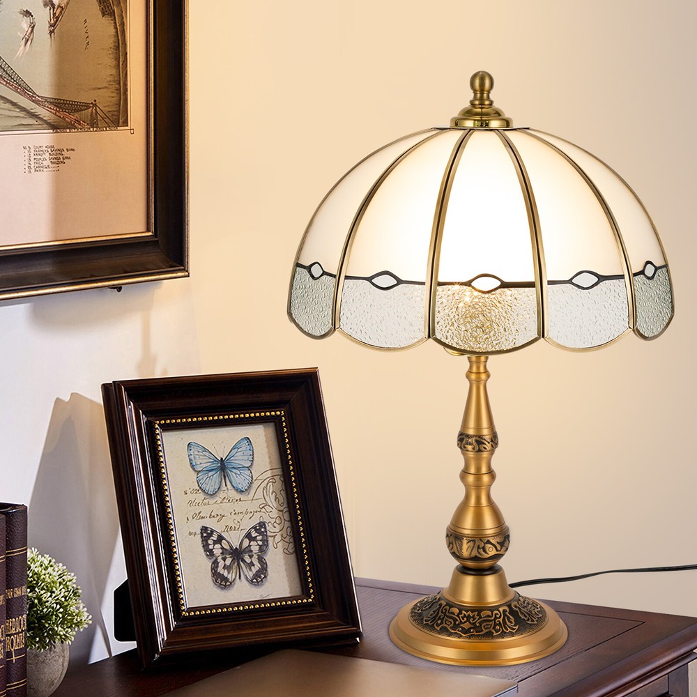 Elegant Desk Lamp, Bedroom Tabletop Lamp, Bedside Reading Light Copper Gold E26