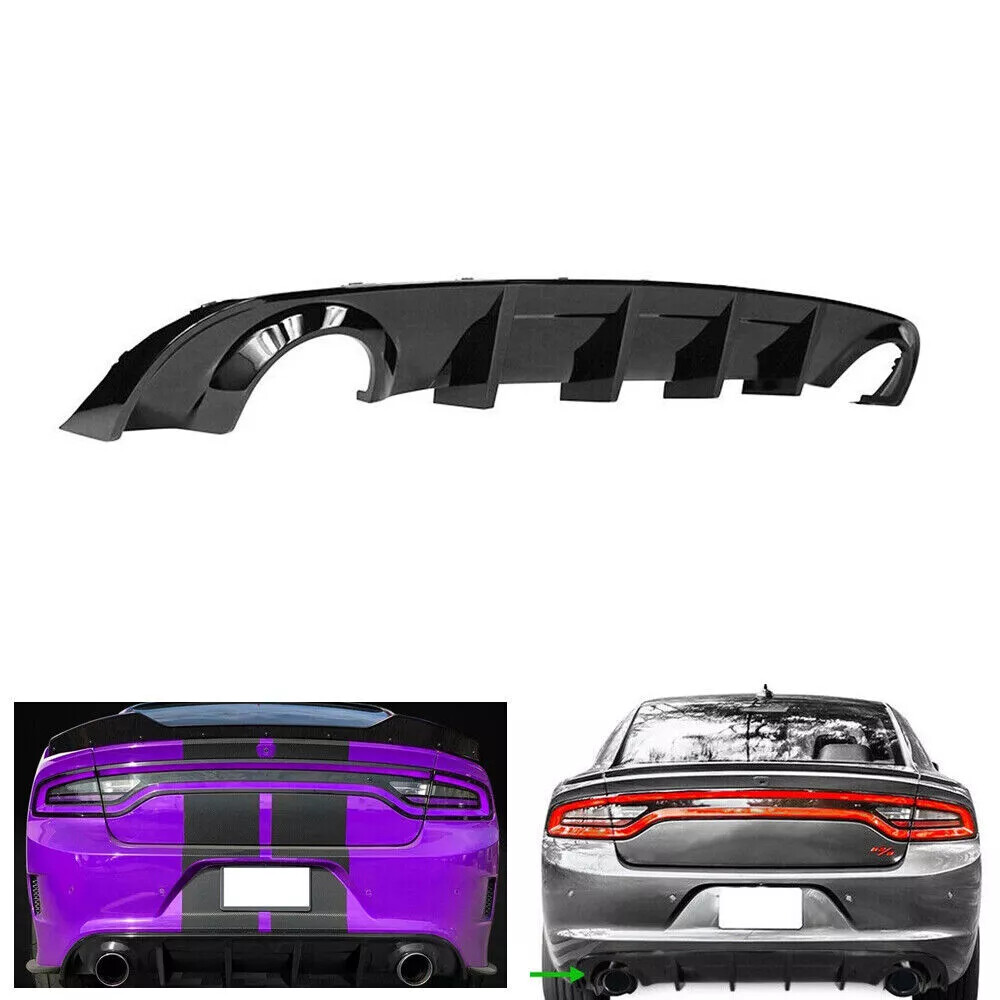 Rear Diffuser Splitter Gloss Black Fits For 2015-2023 Dodge Charger Base SXT PP