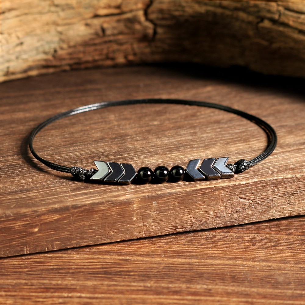 Hematite Energy Stone Handmade Ankle Bracelet Healing Reiki Men Women Anklet