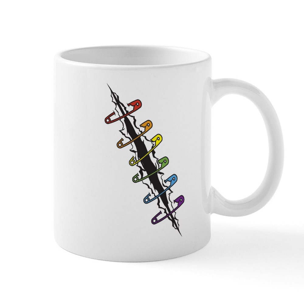 Rainbow Safety Pins Design 11 oz Ceramic Mug by CafePress