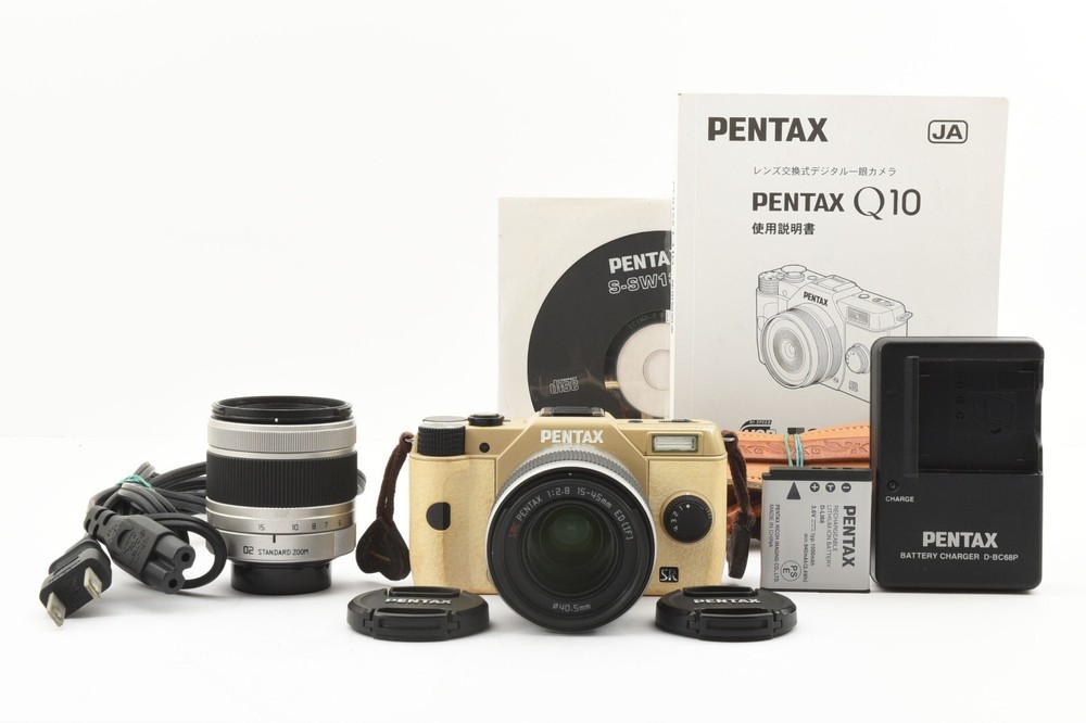 PENTAX Q10 Digital Camera Original Brown Color + 2 Lenses Set From JAPAN #2185