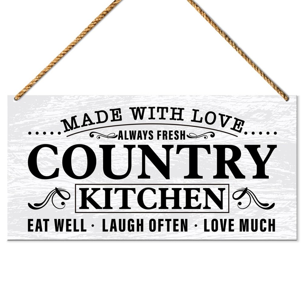 Country Kitchen Wood Sign Decor, Farmhouse Door Wall Sign Decoration for Rust...