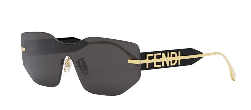 FENDI TECHNICOLOUR FE 40066 30A Gold Grey Lens Unisex Mask Sunglasses New