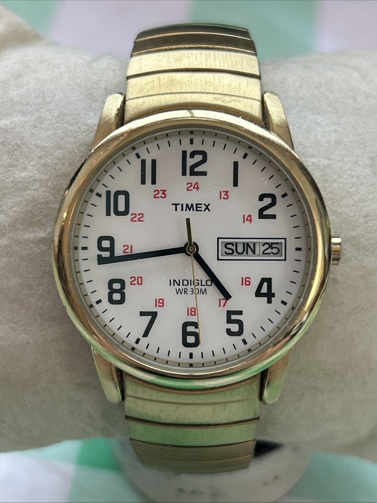Timex Indiglo Gold-Tone Easy-Read Quartz Watch with Illuminated Dial  