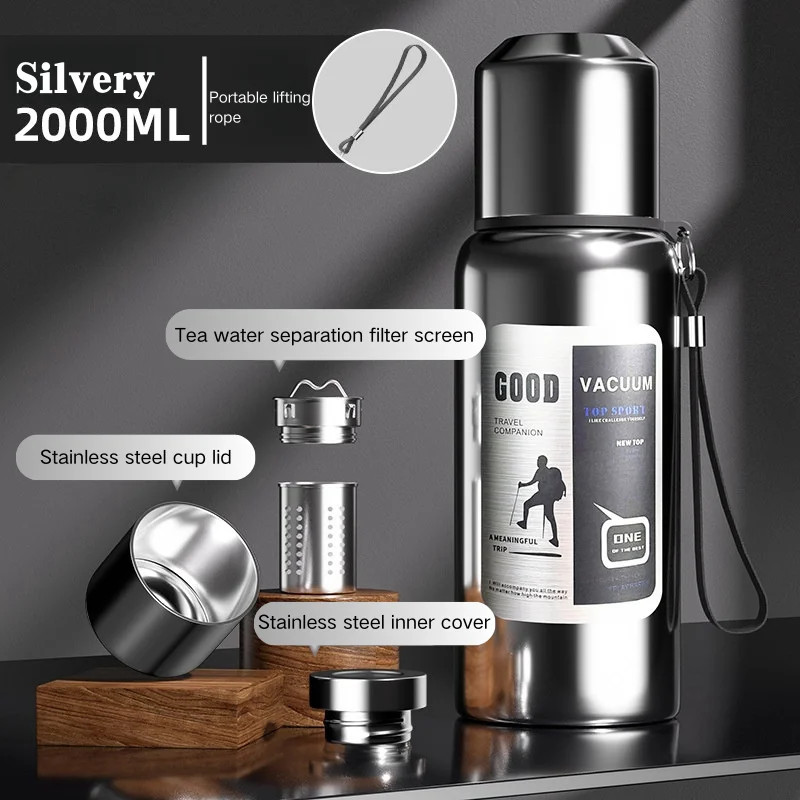2000ML Large Capacity Cold Thermal Thermos Tumbler Stainless Steel Insulated Wat