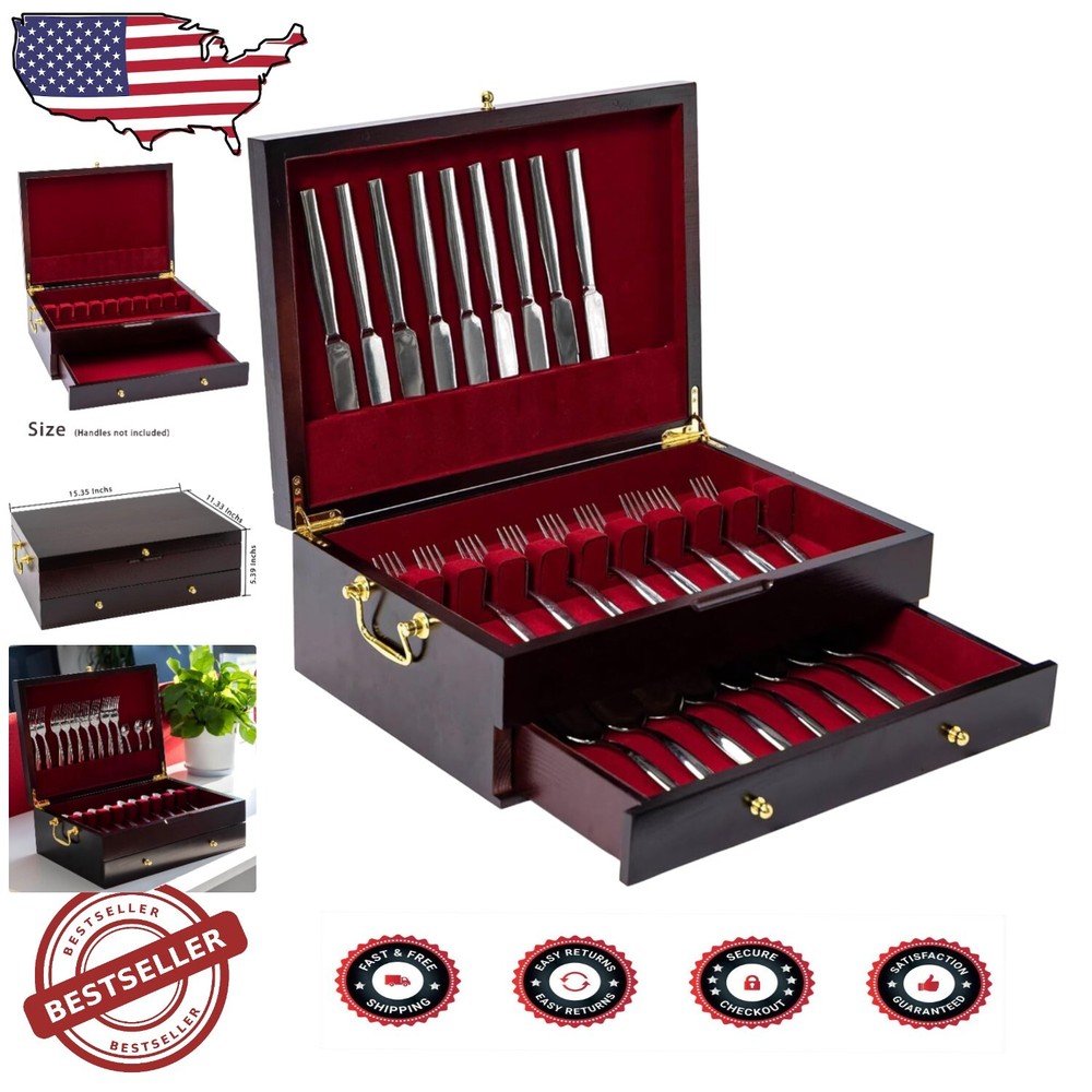 Decorative Silverware Box with Sturdy Handle - Perfect Gift for Silverware Sets