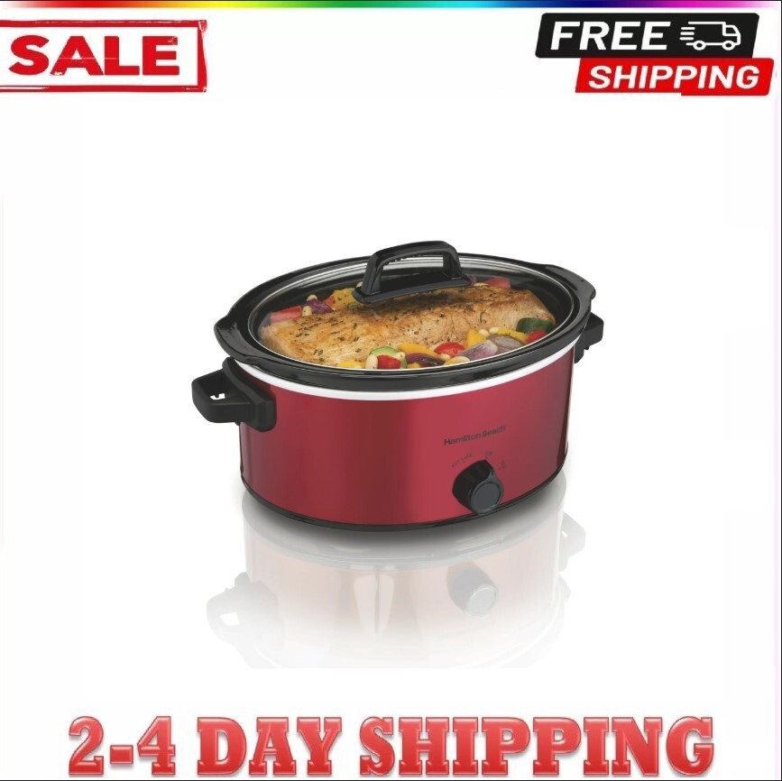 Hamilton Beach 6-Quart Red Slow Cooker with Easy-Clean Lining  