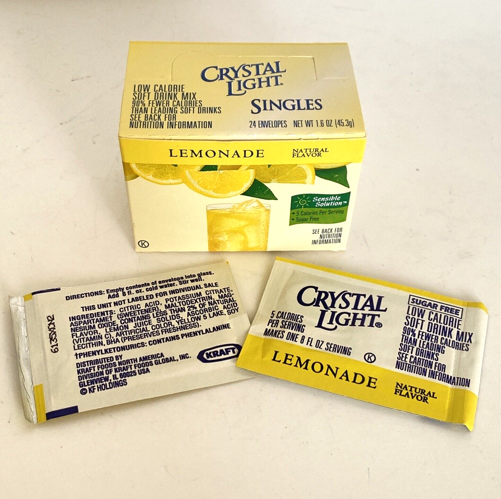 Crystal Light Sugar-Free Lemonade Natural Flavor Drink Mix 24 Packets (1-Box)