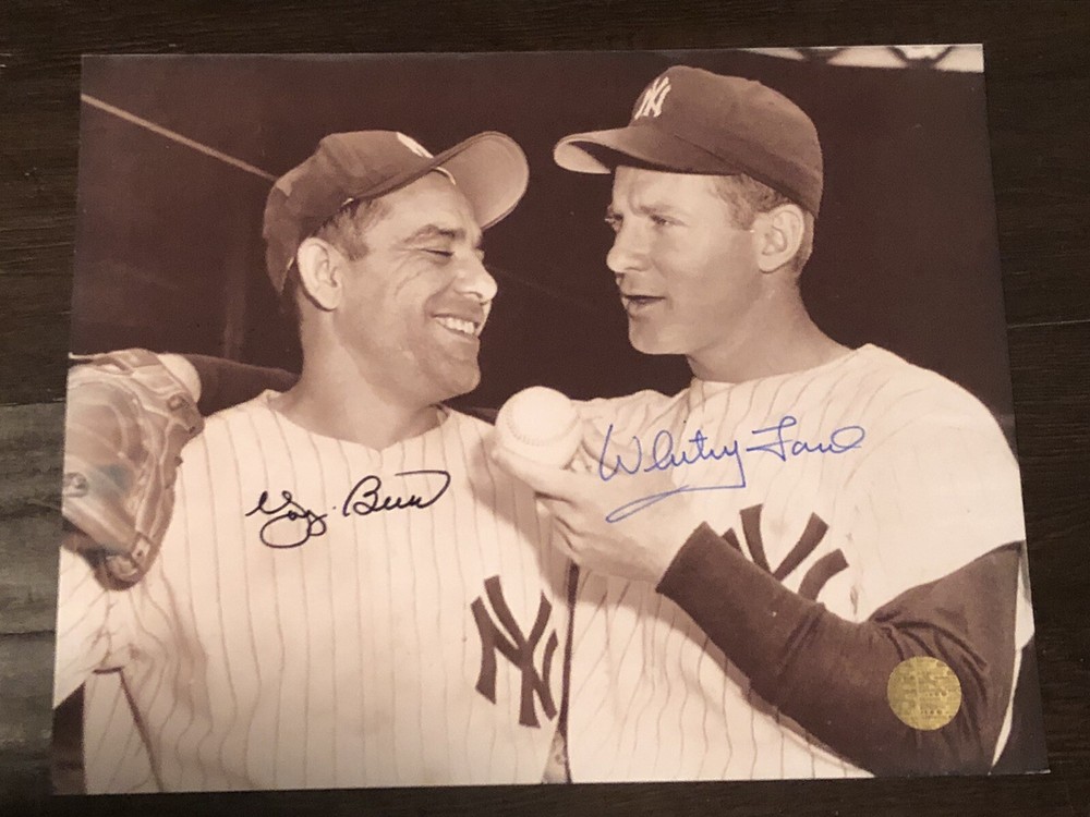 Yogi Berra , Whitey Ford signed 8x10 Photo “YANKS” with COA . HOF