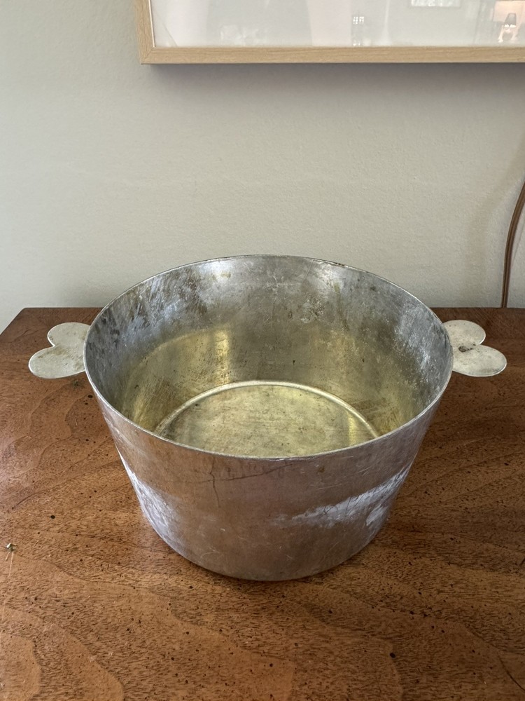 Vintage 7” D French Cordon Bleu #18 Tinned Charlotte Pot Mold Heart Handle, EUC