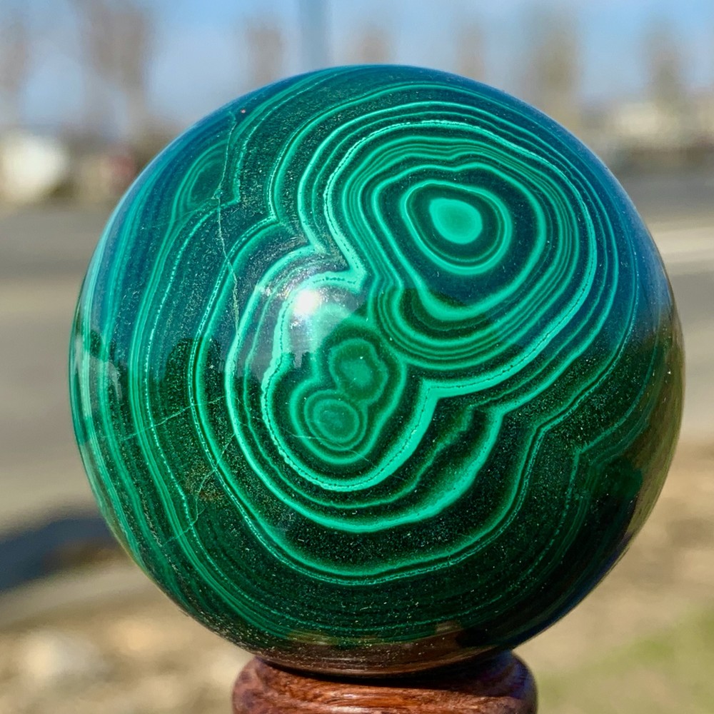 190G Natural glossy Malachite ball transparent cluster rough mineral sample