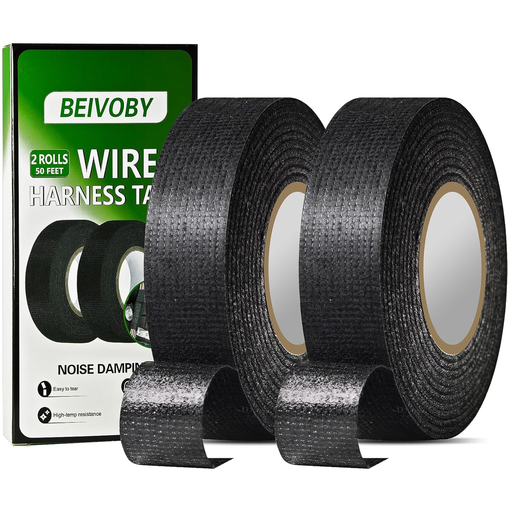 2 Rolls 50ft High Temp Self-Adhesive Cloth Automotive Wire Harness Tape