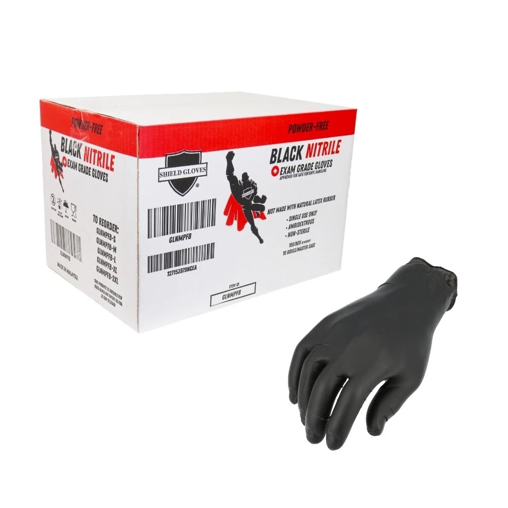 36,000 Black 2XL Textured Nitrile Gloves Powder-Free Bulk Pack