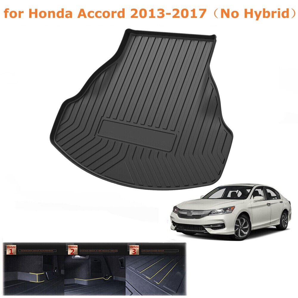 Black Rear Cargo Boot Liner Floor Cover Mat for 2013-2025 Honda Accord
