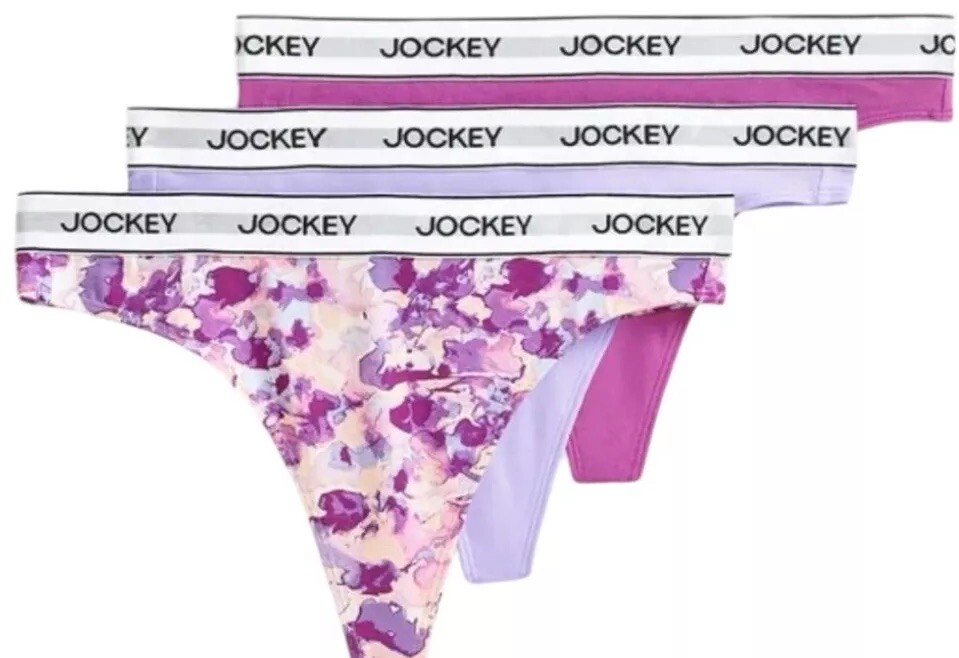 Jockey Women’s 3-Pair Thong Underwear Panties Cotton Blend Soft Stretch Size XL