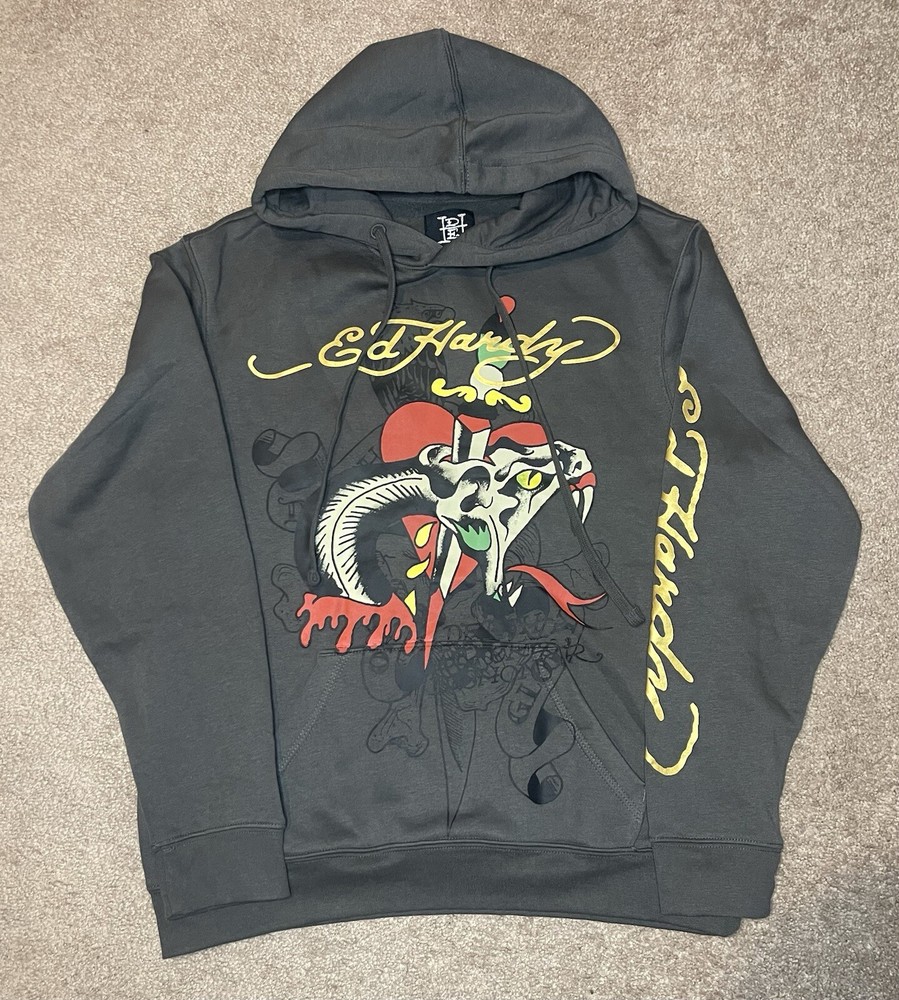 Ed Hardy Dagger Snake Hoodie Charcoal EHM1300-72 Sz.M