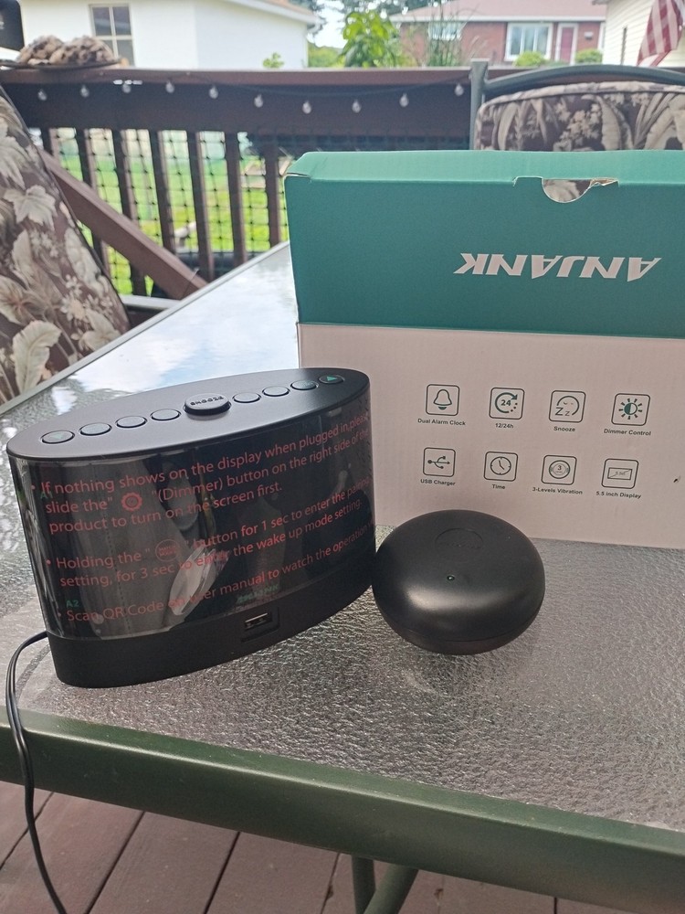 ANJANK Upgrade Digital Alarm Clock Wireless Shaker for Bedroom 0-100% Dimmer,