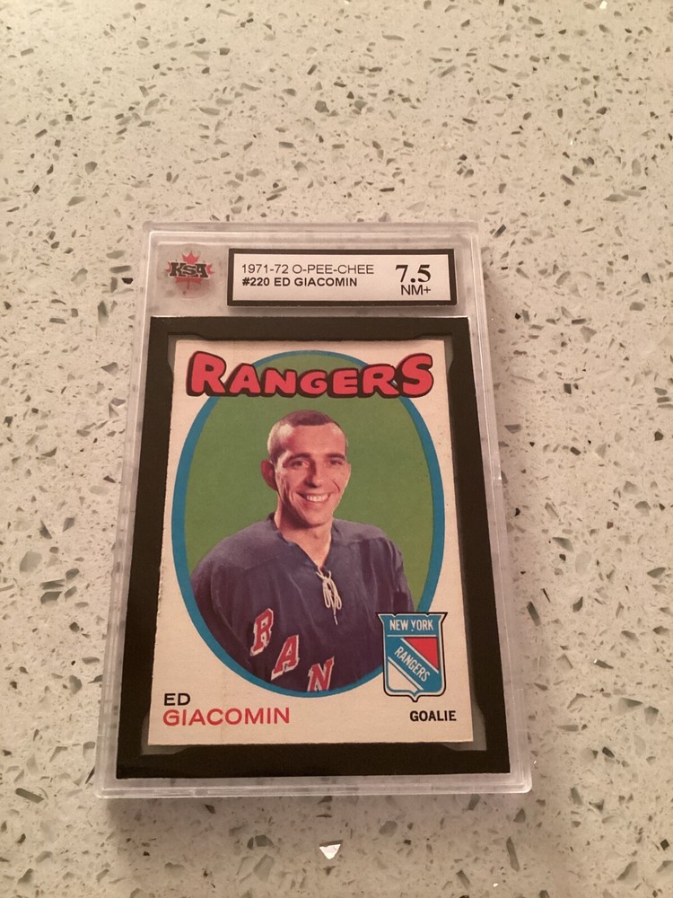 1971/72 O-PEE-CHEE NHL HOCKEY CARD #220 ED GIACOMIN RC KSA 7.5 GEM MINT