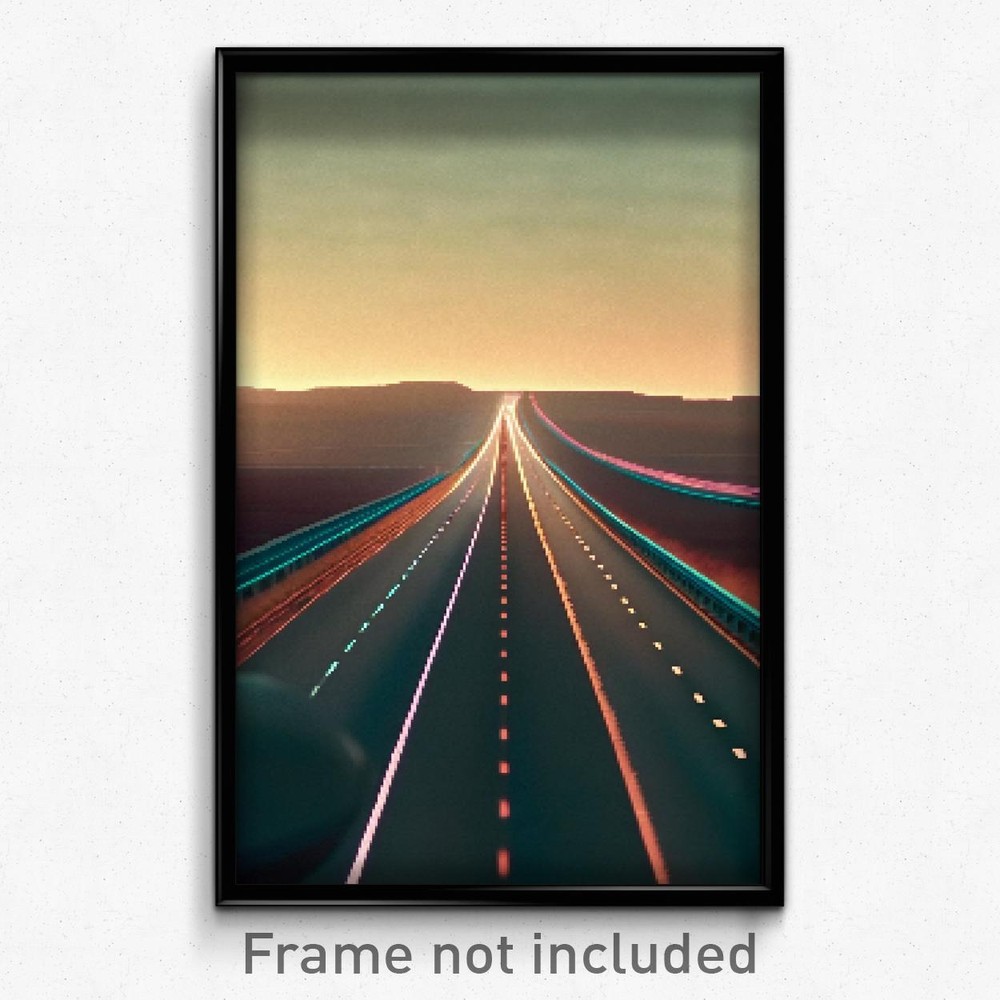 Pixel Art Poster - Velvety Highway (8 Bit Psychedelic Trippy Video Game Print)