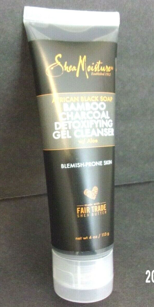 Shea Moisture African Black Soap Bamboo Charcoal Gel Facial Cleanser 4 Oz New