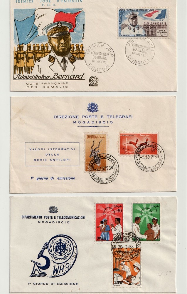 AFRICA LOT OF SIX FDC, 1958, 1959, 1960, 1963, 1968,