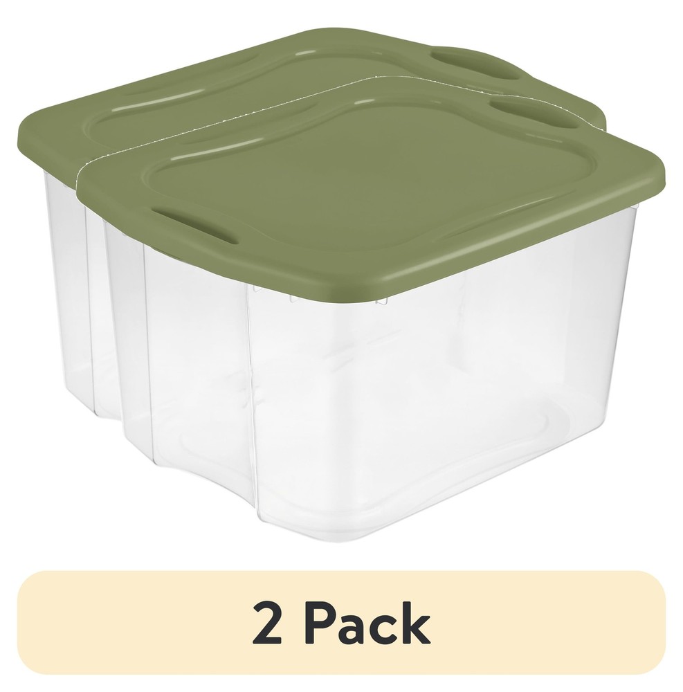 (2 pack) Sterilite Large Storage Bin, 70 Quart EZ Carry Clear Plastic Storage