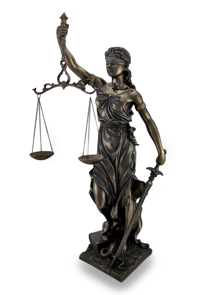 Bronzed Goddess of Justice `Themis` Sculptured Statue