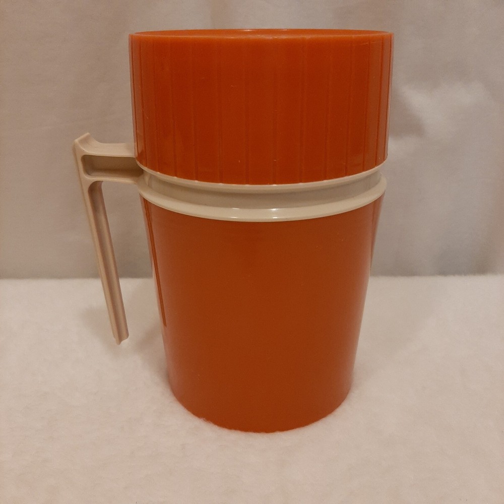 Vintage Thermos Model 7002 Hot or Cold Food Container Orange 10 oz.  Retro