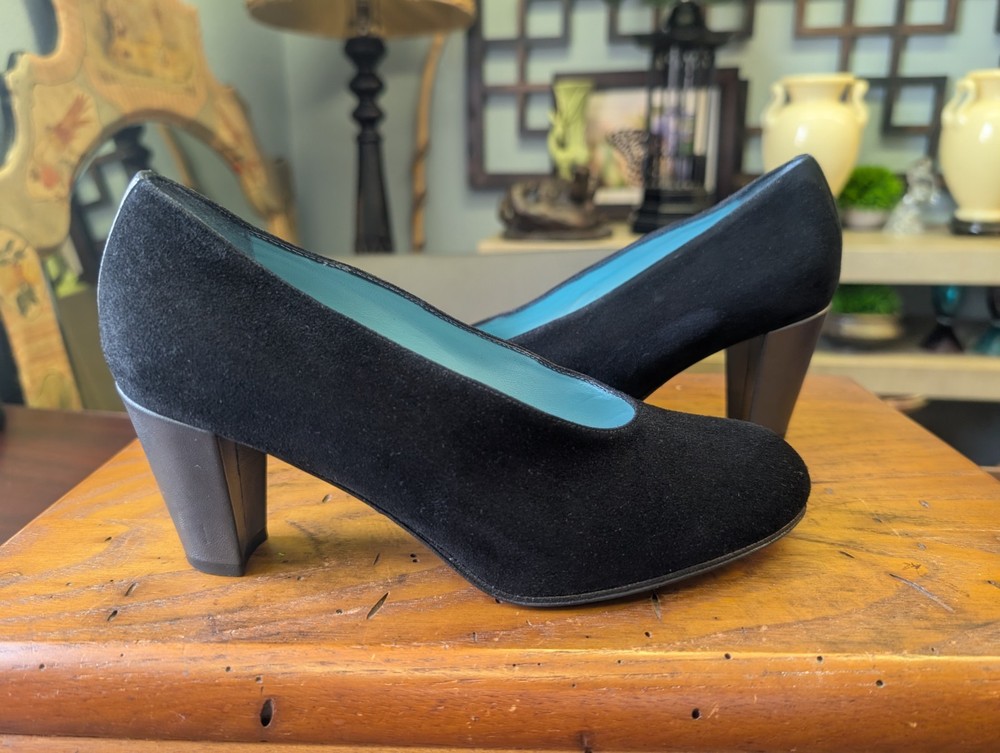 Thierry Rabotin 37 Black Suede Pump W/Metallic Heel