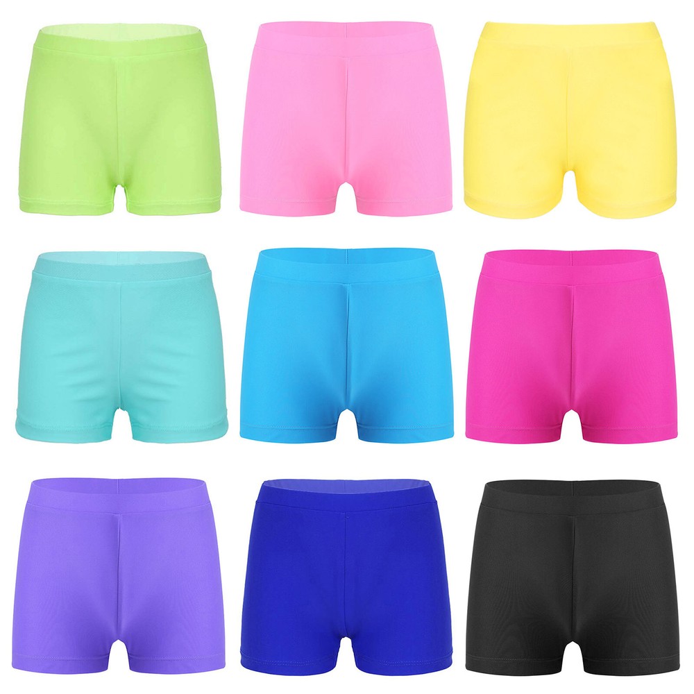 Kids Girls Quick-Dry Swimming Shorts Solid Color Pool Beach Bathing Swim Shorts